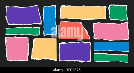 Jagged torn edges and cut fragments create authentic collage materials vector illustration. Stock Vector