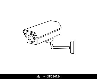Outdoor Security Camera Surveillance CCTV Monitoring Icon Line Art Concept For Video Security. Stock Vector