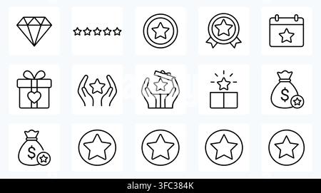 Star quality award and gift reward icon set for premium customer loyalty program and business financial service. Stock Vector