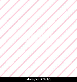 Seamless diagonal pink stripe pattern on white background, thin parallel lines in a clean minimalist style for fabric, wallpaper, wrapping paper Stock Vector