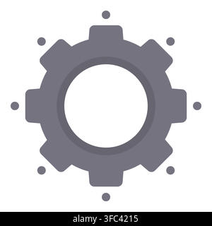 Gray gear icon representing industrial settings, configuration, and mechanical system engineering process Stock Vector