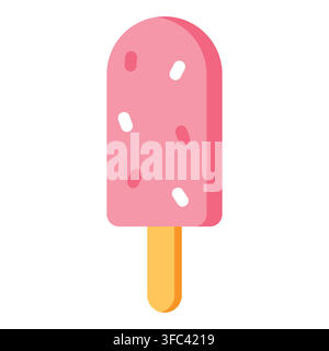 Pink strawberry popsicle with sprinkles, a sweet frozen dessert for summer, enjoying a refreshing food icon Stock Vector