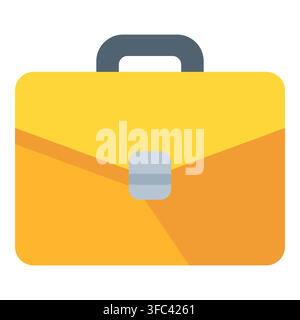 Yellow business briefcase or portfolio icon presenting professional work, career, and corporate travel concepts Stock Vector