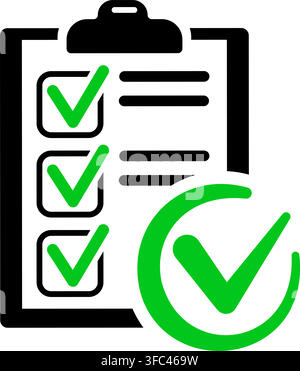 icon clipboard with checklist. successfully completed checklist. isolated vector illustration Stock Vector