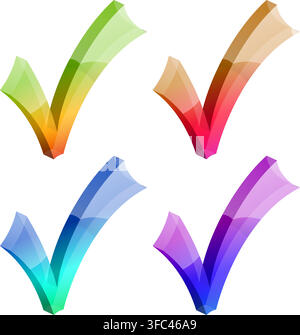 Checkmark icon. Check mark 3D tick correct symbol. Ok, approved sign. isolated vector illustration Stock Vector