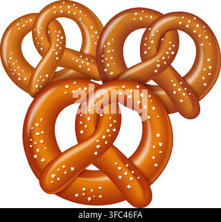 Traditional German Salty Pretzels, vector isolated on white background Stock Vector