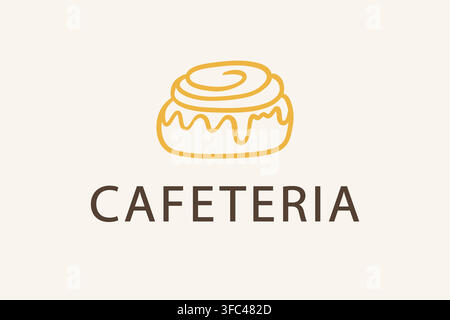 Minimal cafeteria logo with cinnamon roll icon Stock Vector