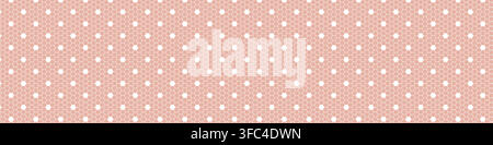 Seamless lace mesh pattern. Pink and white openwork net background for fabric, wallpaper, wrapping paper, packaging and surface design. Stock Vector