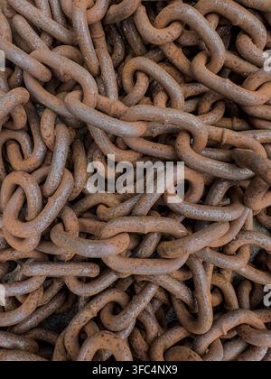 Rusty heavy metal chains close up texture Stock Photo