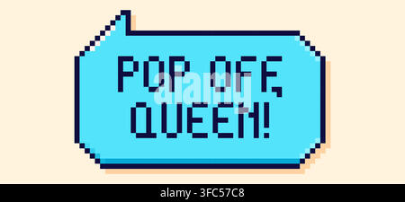 Back to School pixel art color speech bubble with pop off queen phrase. Stock Vector