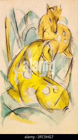 Franz Marc – Gelbe Rehe, 1912 Stock Photo