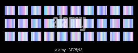 Iridescent gradient swatches. Pastel and neon color design abstract collection. Soft glow and elegant depth Stock Vector