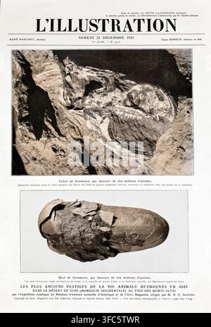 Tinted Magazine page from L'Illustration, no. 4216, 22 December 1923, reproducing photographs credited to Asia Magazine and the American Museum of Nat Stock Photo
