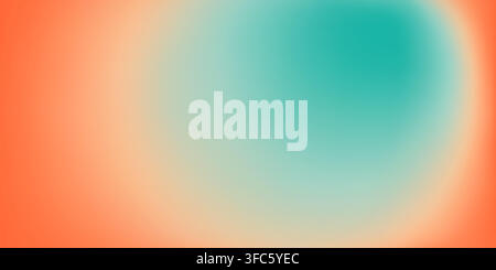 Abstract pastel orange teal gradient background. Soft, calm and warm wallpaper with smooth turquoise and coral or peach color gradation. Warm sunset colored blurred summer beach sunrise backdrop bg Stock Vector