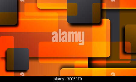 abstract geometric background featuring layered orange and dark gray rounded rectangles with drop shadows for modern digital wallpaper and web banner Stock Vector
