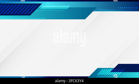 Abstract blue geometric background template with modern technology borders and clean white blank text space for business presentation poster banner de Stock Vector