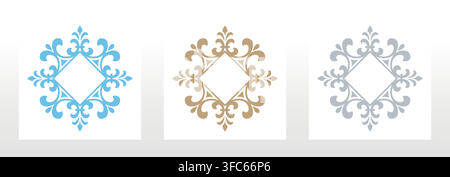Set of decorative frames Elegant vector element for design in Eastern style, place for text. Floral colored frames. Lace illustration for invitations and greeting cards Stock Vector