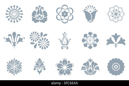 Flower icons set. Isolated elements for design. Vector graphics. Flower collection Stock Vector