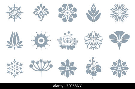 Flower icons set. Isolated elements for design. Vector graphics. Flower collection Stock Vector