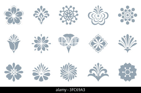 Flower icons set. Isolated elements for design. Vector graphics. Flower collection Stock Vector