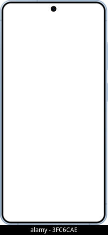 Realistic blue smartphone empty screen frame overlay mockup. Mobile phone display template isolated on transparent bg. Device front view. Smart phone Stock Vector