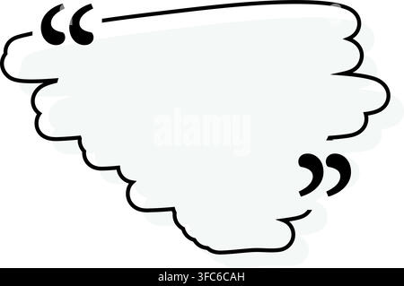 Quote box title isolated. Grey brush stroke speech quotation mark frame. Text talk info message box border. Dialog mark speech quotes icon. Vector png Stock Vector
