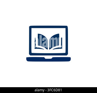 Online Laptop Learning Logo Vector Design Stock Vector