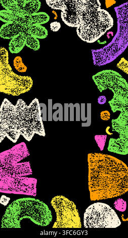 Small story frame with child chalk color abstract elements. Stock Vector
