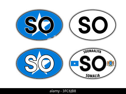 Somalia, oval international vehicle registration code license plate car sticker, vector illustration Stock Vector