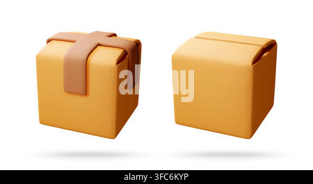 3d Closed cardboard box on white background Stock Vector