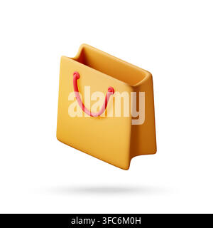 Yellow shopping bag with red handles Stock Vector