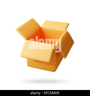 3d Open cardboard box isolated on white Stock Vector