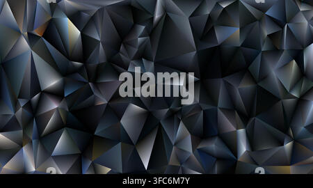 Dark faceted low poly background. Black geometric polygons. Stock Vector