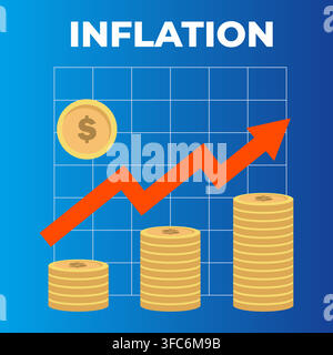 Economic Inflation Concept with Rising Chart Vector Stock Vector