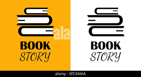 A stack of books and the text of a Book Story on a colored and isolated background. Logo and flyer for the bookstore, libraries, literature. Vector il Stock Vector