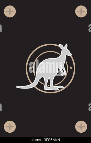 Strong kangaroo logo featuring a clean silhouette, ideal for sports teams, outdoor brands, wildlife organizations, travel, and apparel. Stock Vector