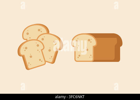 Cute sliced bread illustrations featuring toast and loaf designs, perfect for bakery branding, menus, packaging, stickers, labels, and merchandise. Stock Vector