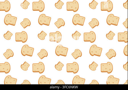 Seamless sliced bread pattern with cute bakery details, ideal for packaging, fabric, kitchen decor, menus, stationery, and food branding. Stock Vector