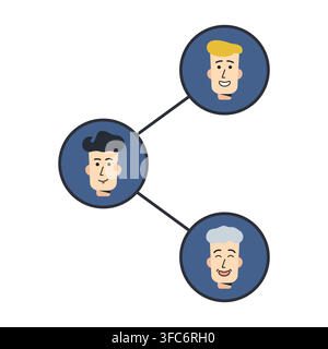 People communicate in social networks. The family is talking online. Social communication on the Internet at a distance. User avatars, human head. Vec Stock Vector