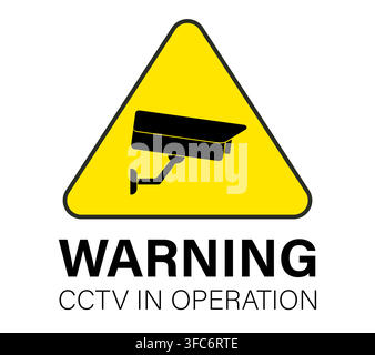 The camera icon in the yellow triangle. Sign Warning - CCTV is operation. Recorded by a hidden camera. Security system, video surveillance. Vector ill Stock Vector
