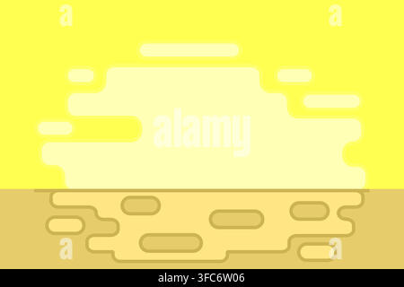 Game-style desert backdrop. Non-Detailed Landscape. Background of sand and sunny sky. Hot in the Sahara. Yellow shades and strokes. Empty, no people o Stock Vector