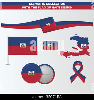Haiti Flag Graphic Elements Collection Vector Set Stock Vector