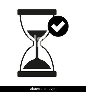 Hourglass check vector shape features simple ok sign. It represents creative complete time. eps 10 Stock Vector