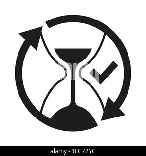 Hourglass cycle vector shape features simple check arrow. It represents creative repeat time. eps 10 Stock Vector