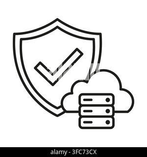 Shield security check vector shape features simple cloud database. It represents creative hosting protection. eps 10 Stock Vector