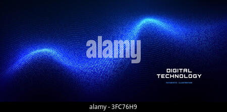 Futuristic particle flow creates abstract tech visualization. Stock Vector