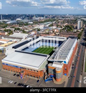 Ibrox Stadium football ground in Glasgow, Scotland, the historic home of Rangers FC and Scottish Premiership football. Stock Photo