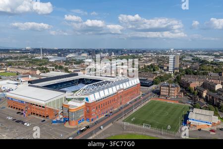 Ibrox Stadium football ground in Glasgow, Scotland, the historic home of Rangers FC and Scottish Premiership football. Stock Photo