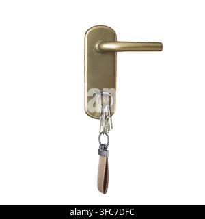 An old doorknob with keys in the lock with a transparent background Stock Photo