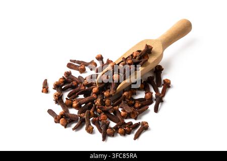 Heap of Dried Whole Cloves Isolated on White Background Stock Photo